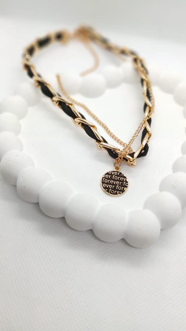 Double chain necklace with coin
