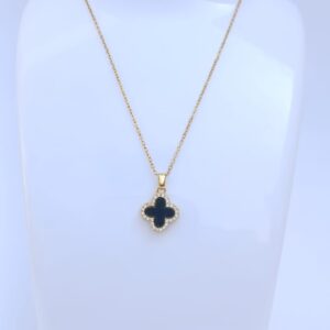 Flower Necklace Golden Black