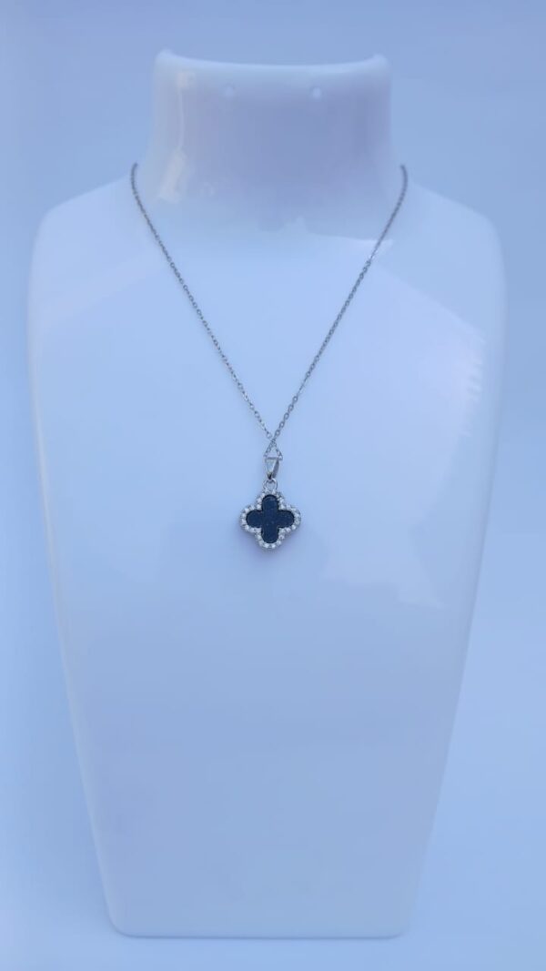Flower Necklace Silver Black