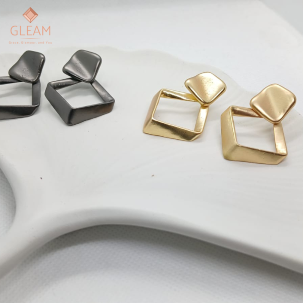 Glided Geometry Earrings Both