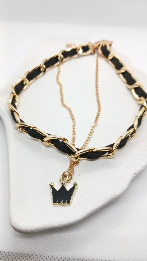 double chain crown necklace
